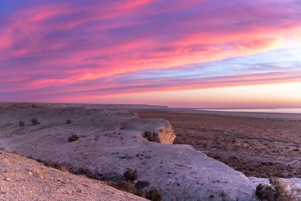 Západ slunce u Aralského jezera